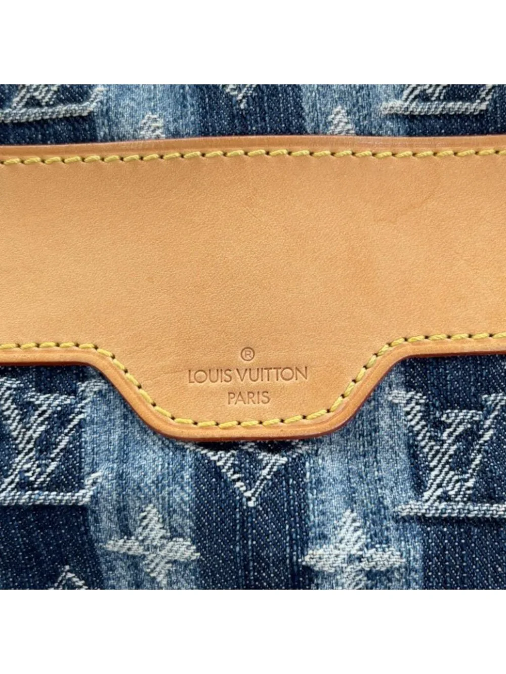 Louis Vuitton Monogram Denim Cavaliere GM Handbag Blue 2-Way